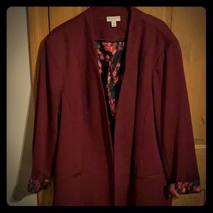 Dress Barn maroon accent blazer